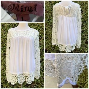 🔥5/$20🔥White Top Lace Sleeves & Yolk NWT